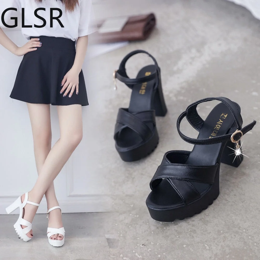 Women Fish Mouth Platform High Heels Wedges Buckle Slope Sandals Women Shoes Woman Platform High Heels Sandals High Heels