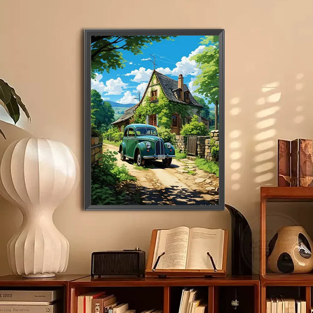 Full Round Diamond Painting 30*40cm - Woods Classic Car