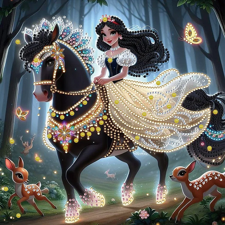 Snow White Riding A Horse 30*30cm (Canvas) Special Shaped Drill Diamond Painting gbfke