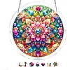 (18.5cm)DIY Acrylic Jigsaw Puzzle Window Hanging with Hanging Chain DIY Stained Glass Decoration Round Window Puzzle Decor for DIY Craft Project (Mandala)