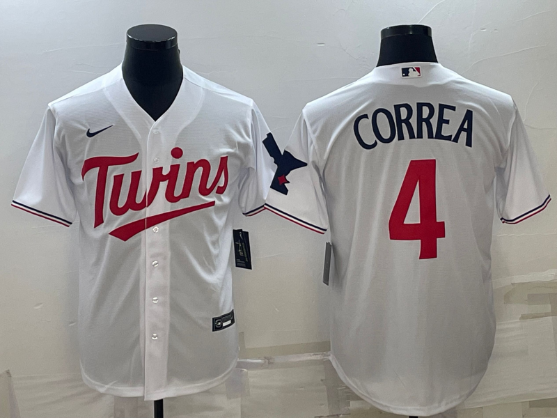 Men's Minnesota Twins Carlos Correa #4 White Home Replica Player Jersey mysite