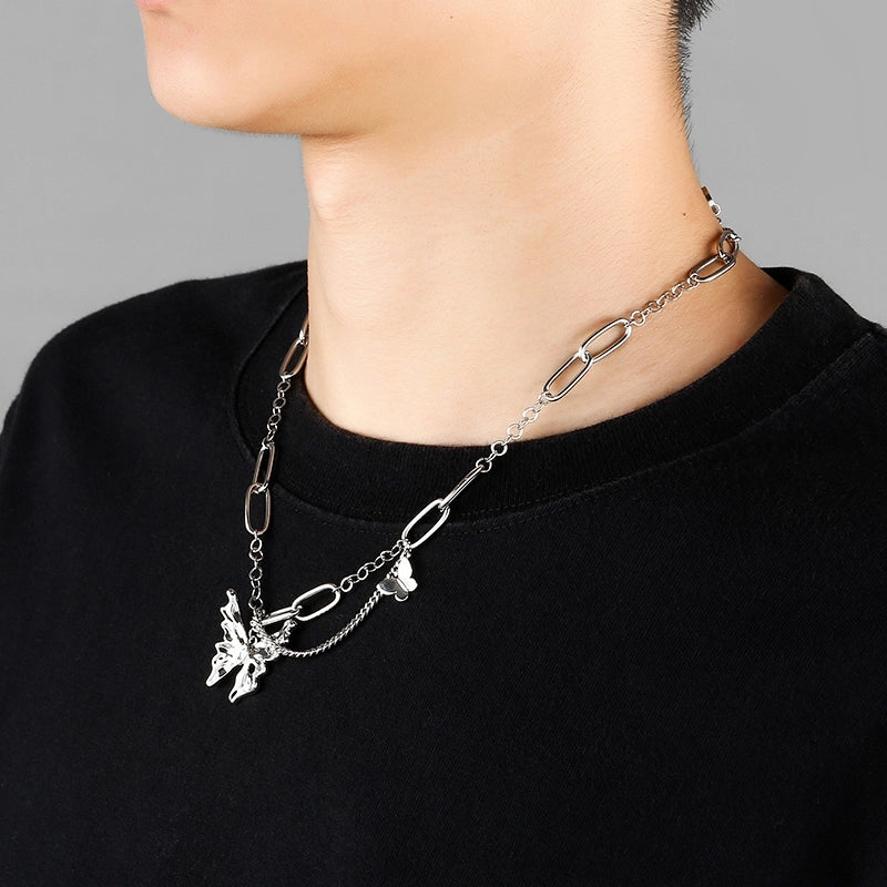 Casual Hip-Hop Punk Butterfly Titanium Steel Copper Unisex Pendant Necklace