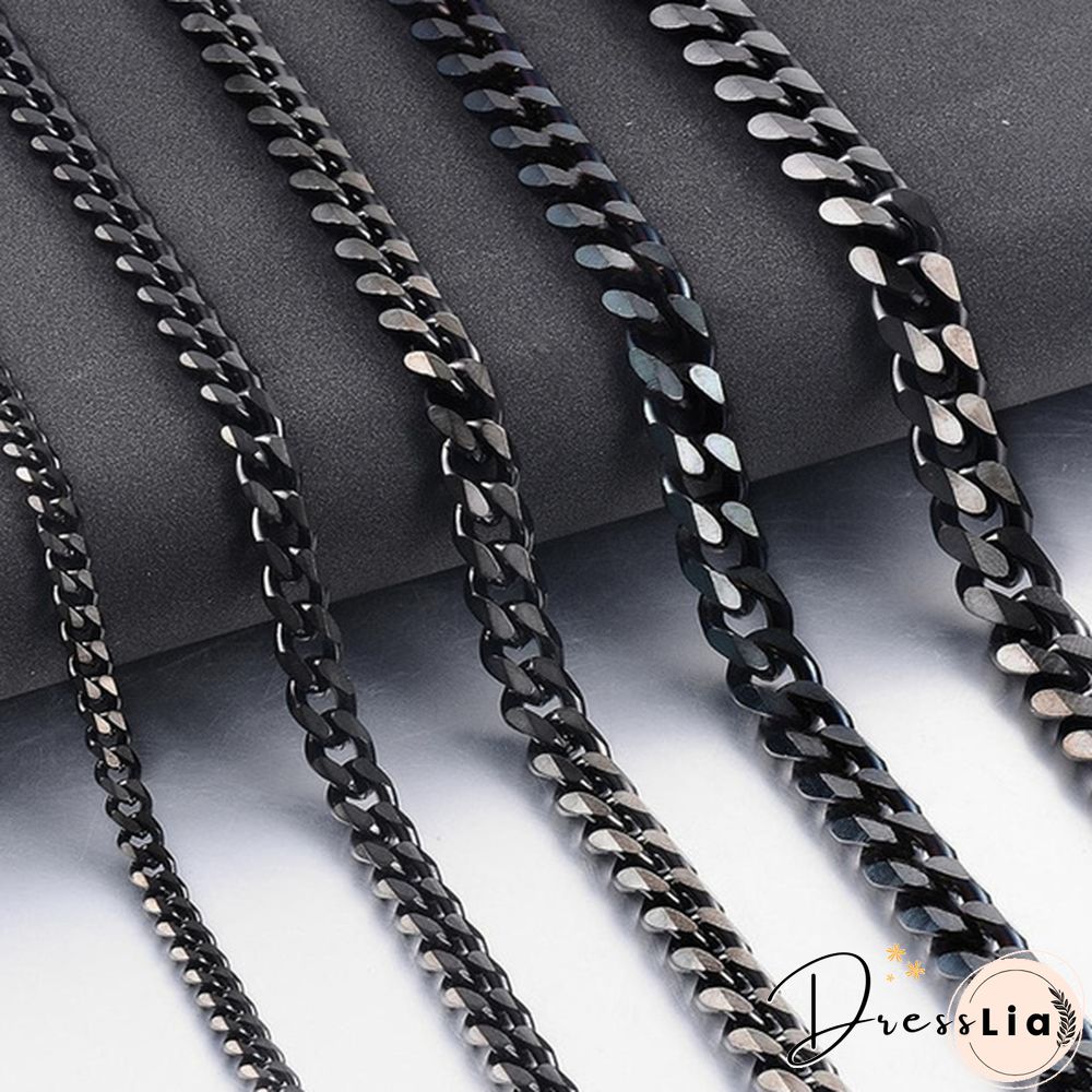 Men's Necklace Stainless Steel Cuban Link Chain Silver Color Male Jewelry Gifts for Men 3COLORS
