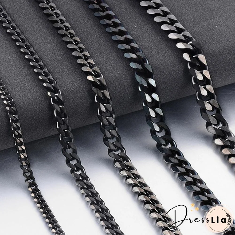 Men's Necklace Stainless Steel Cuban Link Chain Silver Color Male Jewelry Gifts for Men 3COLORS