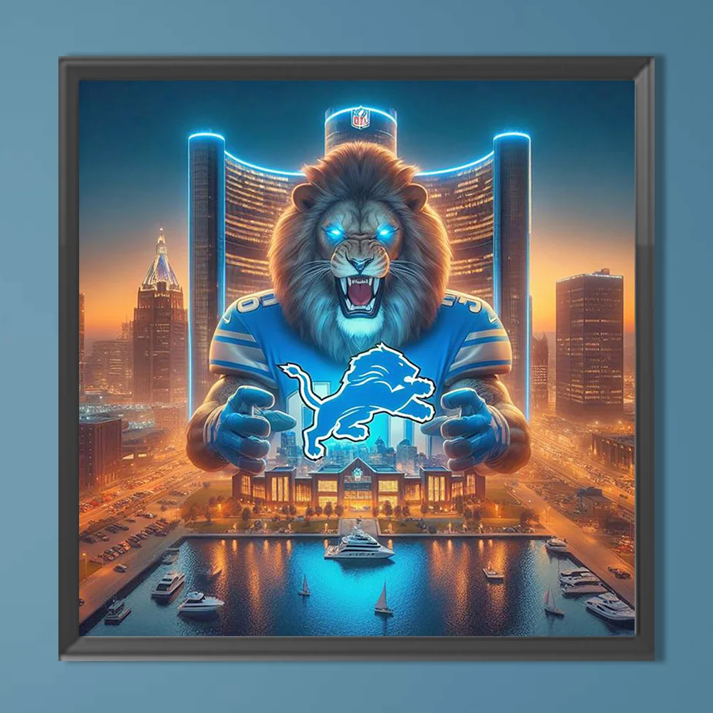 Diamond Painting - Full Round Drill - Detroit Lions(Canvas|40*40cm)