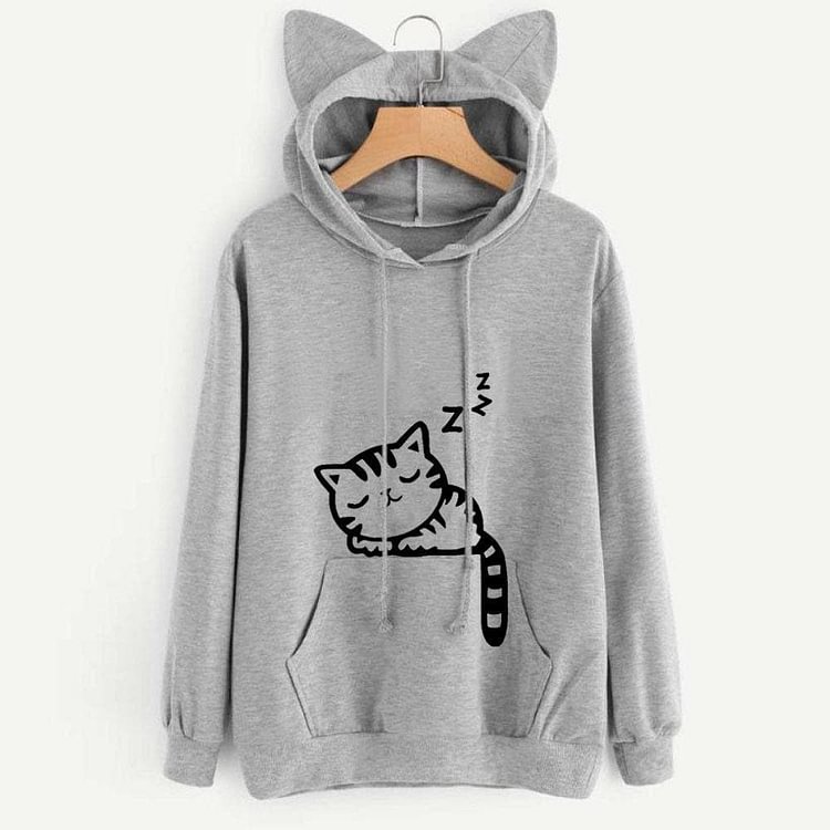 4 Colors Sleepy Kitten Hoodie Jumper SP1812172