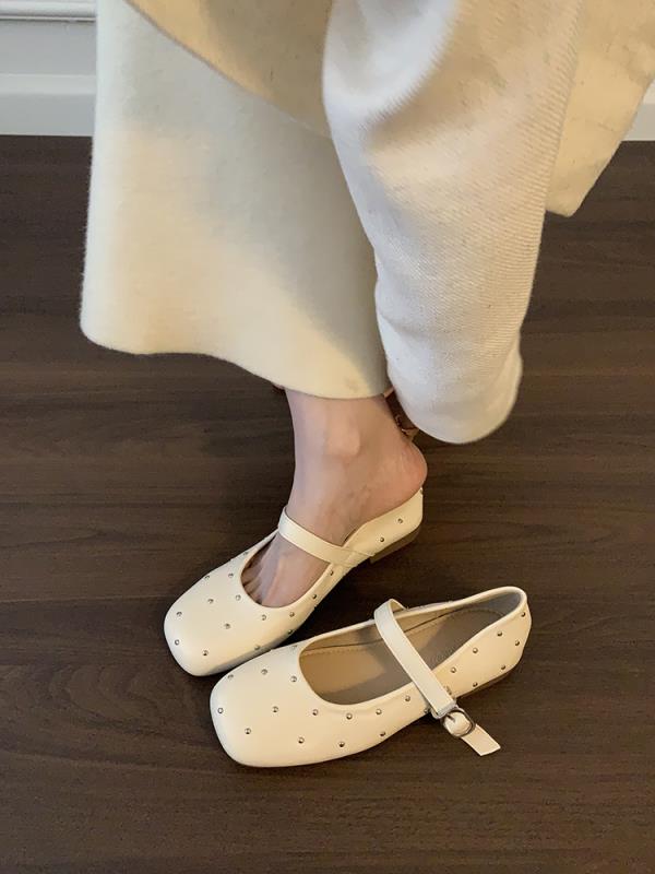 Shoes Woman Flats Round Toe Soft Modis Shallow Mouth Dress 2025 Retro Summer New Mary Janes Shallow Mouth Korean Shoes Round Toe