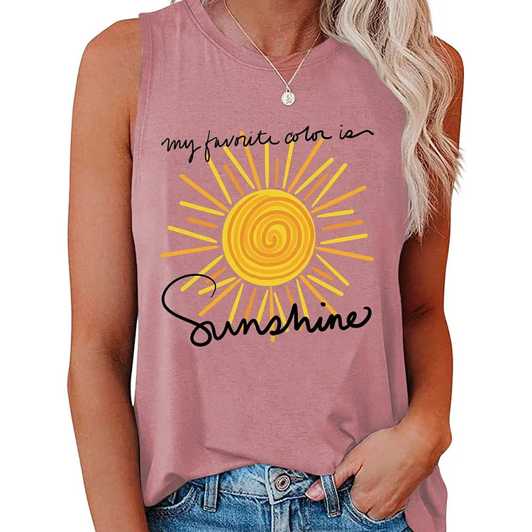 my favorite color is sunshine Summer life Women Summer O Neck Tank Top-04988