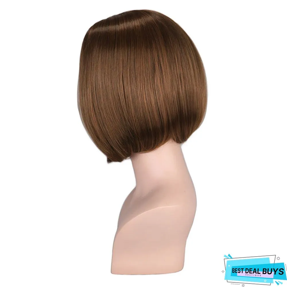 Chemical Fiber High Temperature Silk Women's Medium Split Short Straight Hair