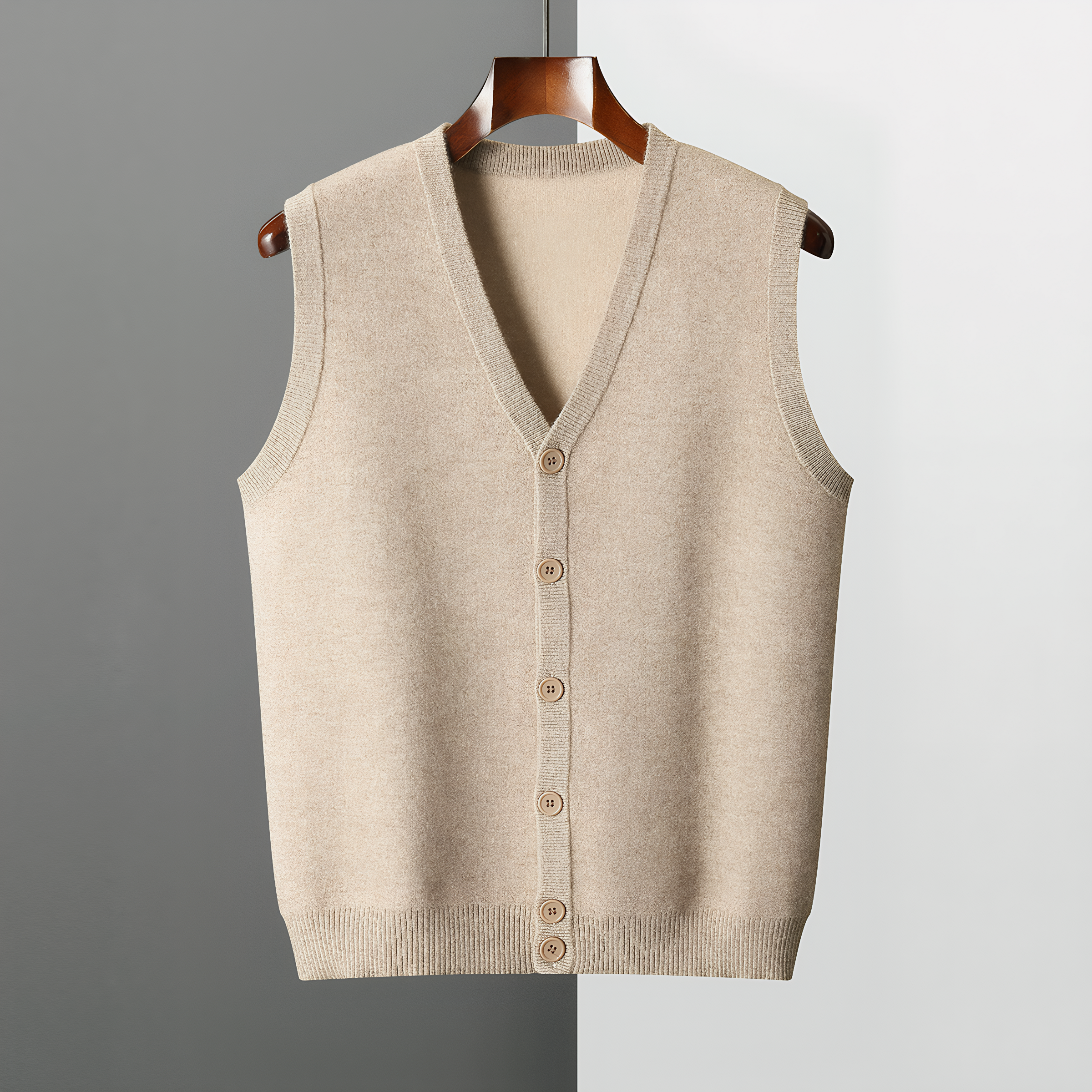 Cardigan Style Men's Cashmere Vest REAL SILK LIFE