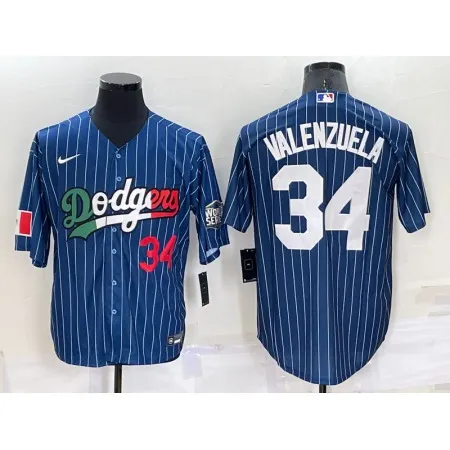 Men's Los Angeles Dodgers #34 Toro Valenzuela Navy Mexico World Series Cool Base Stitched Baseball Jersey EN0Z