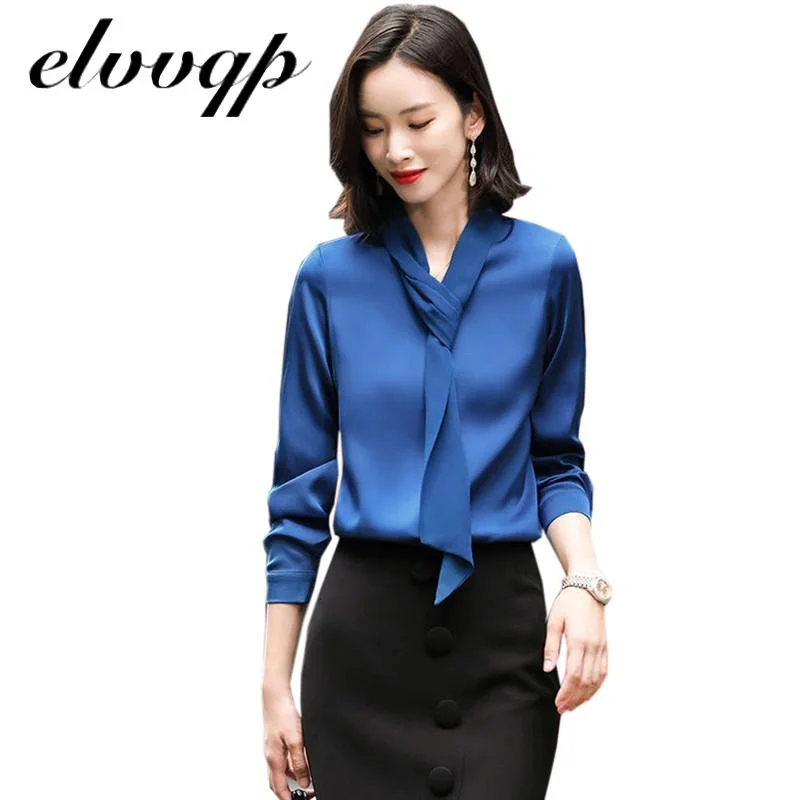 Plus Size Satin Elegant Women Blouses Spring Autumn Long Sleeve Vintage Shirts Ladies Tops Workwear Fashion Blusas Button Shirts