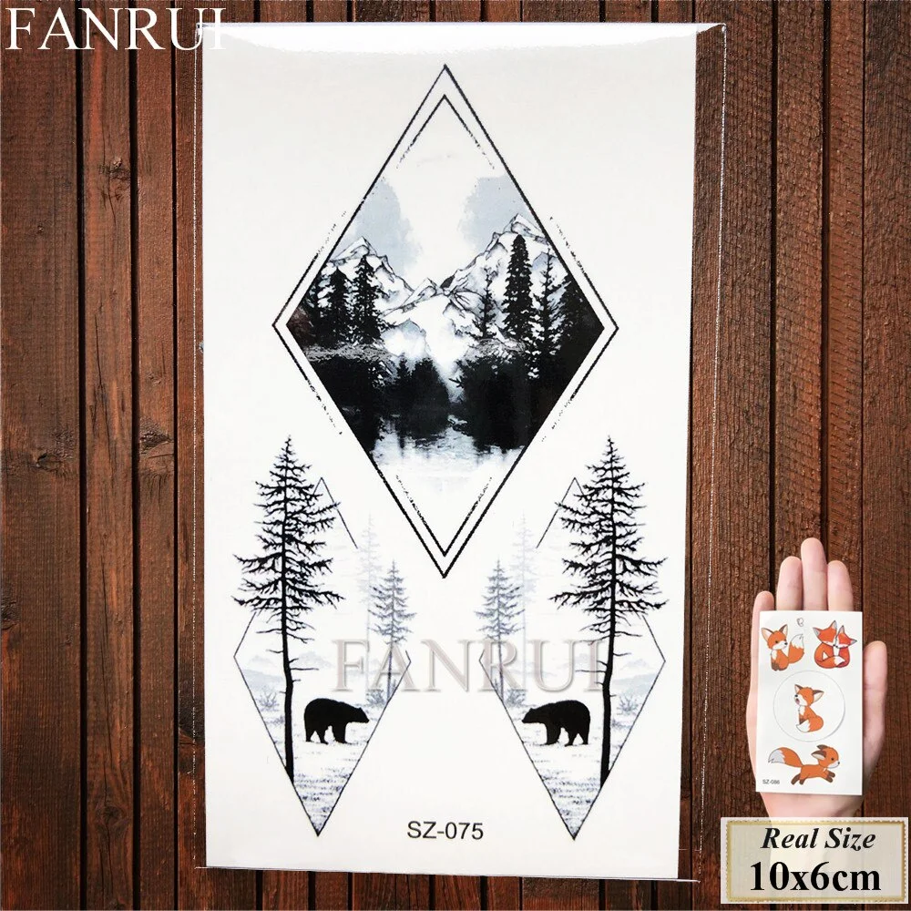 FANRUI Forest Bear Deer Temporary Tattoo Stickers Women Women Elk Fake Tatoo Body Arm Buy Summer Style Tattoo illustration Tree