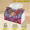 Rhombus DIY PU Diamond Painting Tissue Box Kits for Adults/Beginners Home Decor Diamond Desk Decorative Tissue Box Stain-resistant