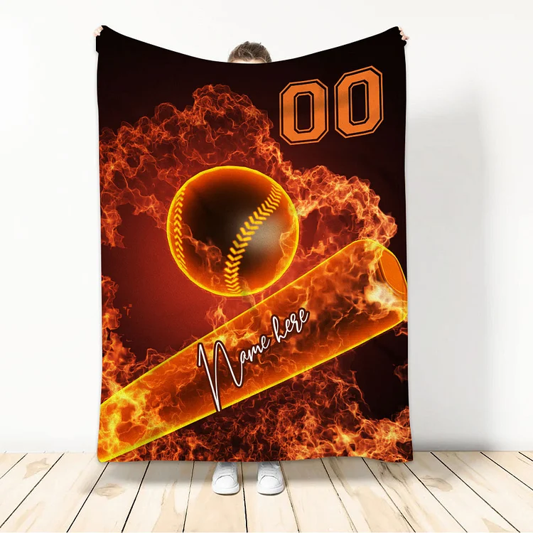 Personalized Baseball Blanket, Baseball Boy Sherpa Fleece Blanket | BKKid509