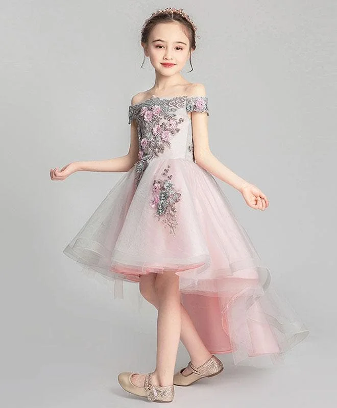 Pink Tulle Lace Flower Girl Dress, Cute Girls Dress