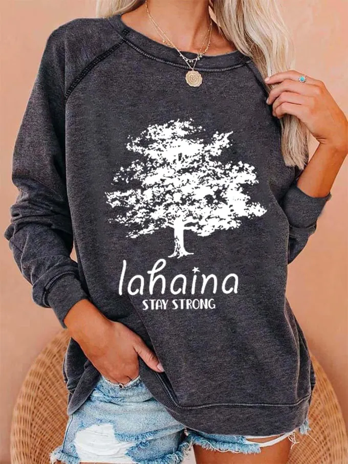 Women's Lahaina Strong Hawaii Tree of Life Aug 8 Print Sweatshirt