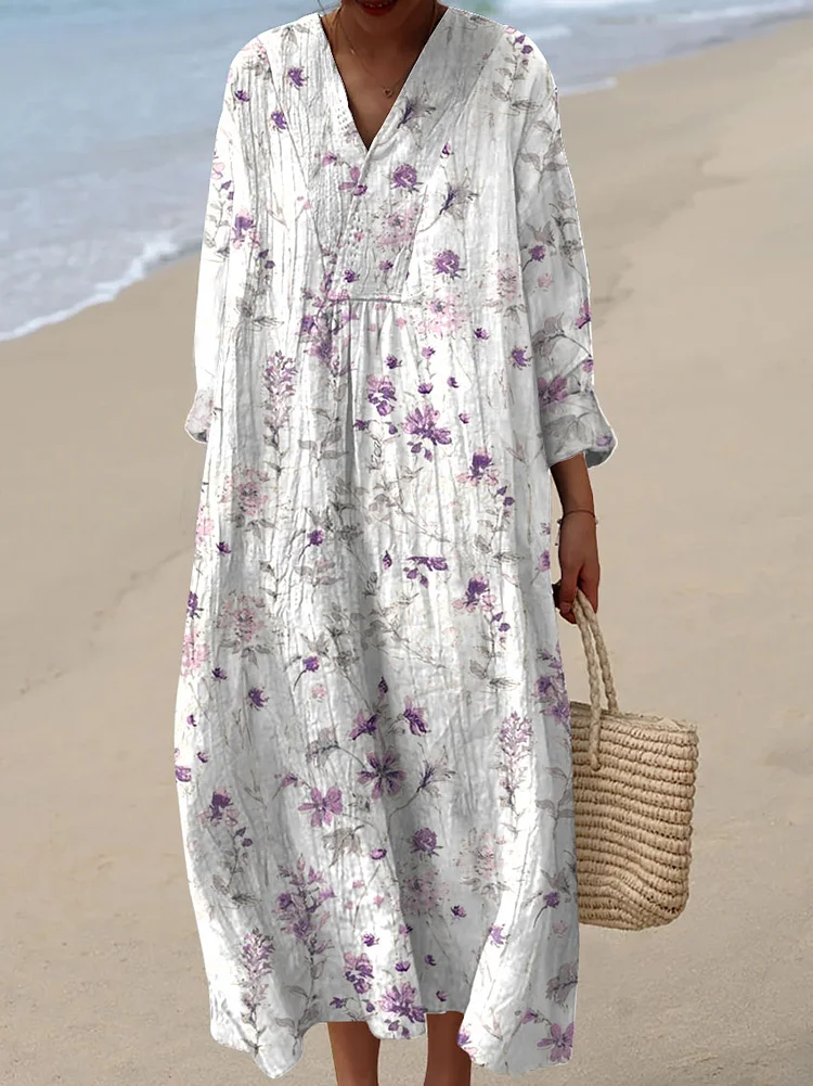 Women's Pastoral Flowers Art Print Dress