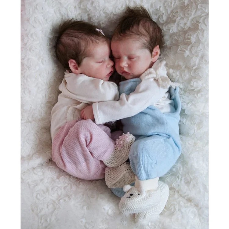 17" Twins Boy and Girl Reborn Baby Doll Debbie and Deborah Lifelike Sleeping Newborn Rebornartdoll® RSAW-Rebornartdoll®