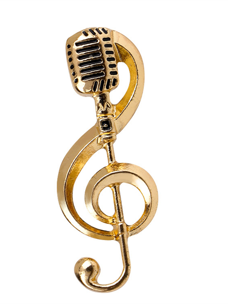 Microphone Inspired Treble Clef Brooch wearshes