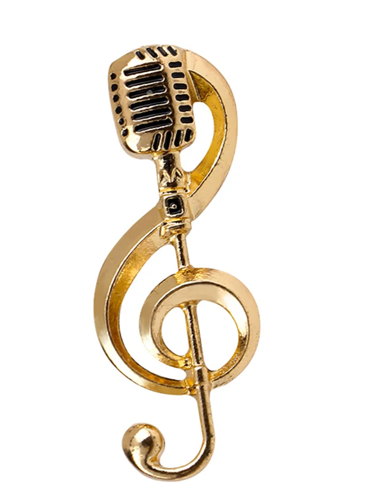 Comstylish Microphone Inspired Treble Clef Brooch