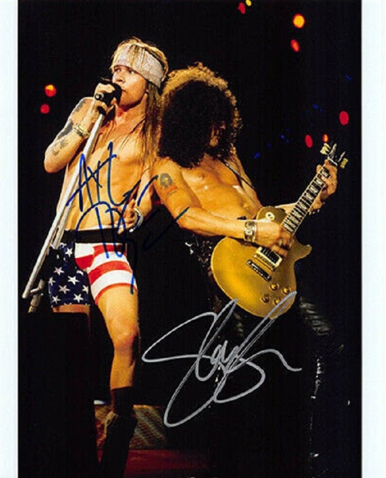 AXL ROSE & SLASH Guns N Roses HandSigned Autograph 8x10 Photo Poster painting wCoA