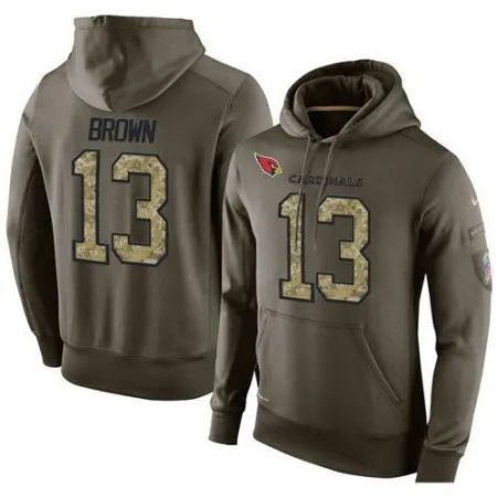 NFL Men's  Arizona Cardinals #13 Jaron Brown Stitched Green Olive Salute To Service KO Performance Hoodie