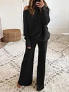 Casual Long Sleeves+Wide Leg Suits