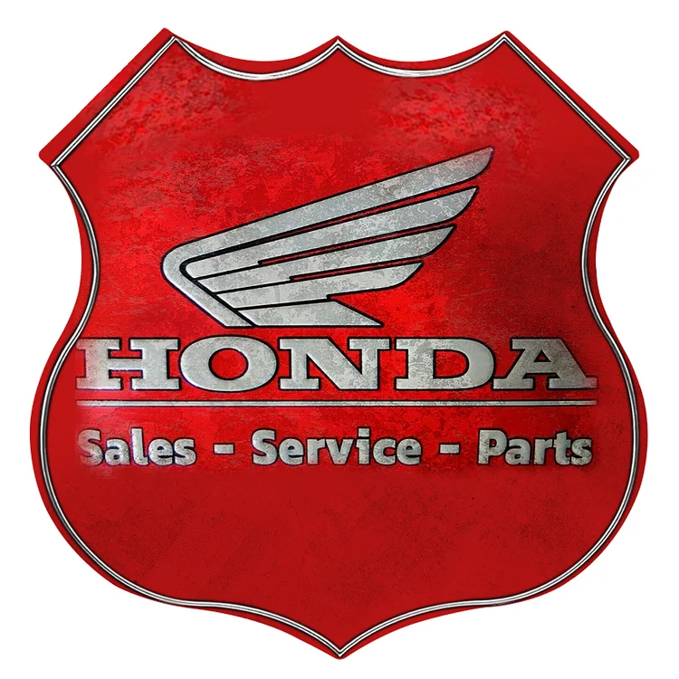 Moto Honda - bouclier vintage panneau en étain - 11.8x11.8inch