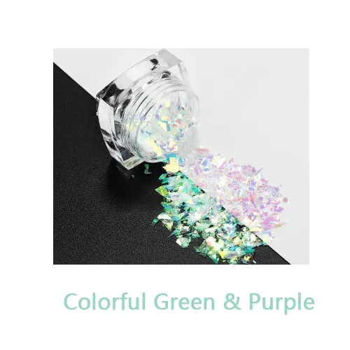 Gold Silver Glitter Nail Foil Sticker Adhesive Transfer Paillette Flake Full Cover Weed Leaf Decal Decor Decoration Manicure