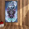 Moonlight Dreamcatcher Wolf Special Shaped 5D DIY Partial Drill Diamond Painting Kits for Adults Beginners Home Decor Diamonds Dots Gem Art Kits Large Size 15.75x27.56inch