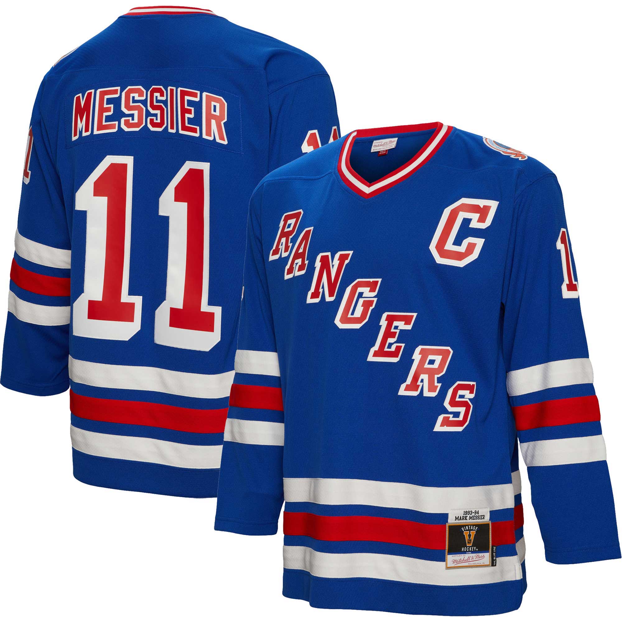 Mark Messier New York Rangers Mitchell & Ness Captain Patch 1993/94 Blue Line   Jersey – Blue mysite
