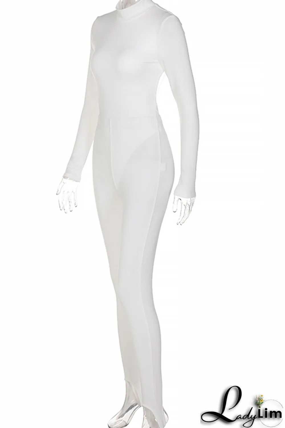 Black Sexy Solid Backless Turtleneck Long Sleeve Two Pieces