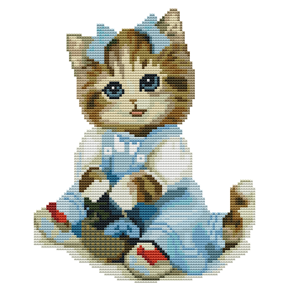 

Blue Dress Cat - 14CT Counted Cross Stitch - 22*26CM, 501 Original