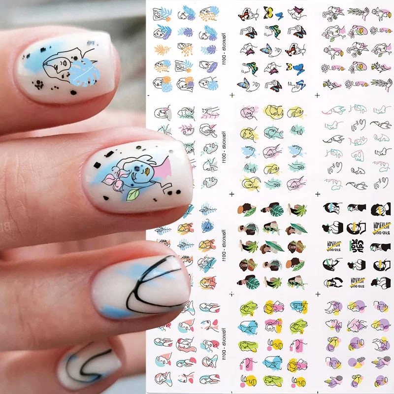 Harunouta 12pcs Black Snake Nail Stickers Wave Line Transfer Sliders Decoration Abstract Image Nail Art Designs Water Decals