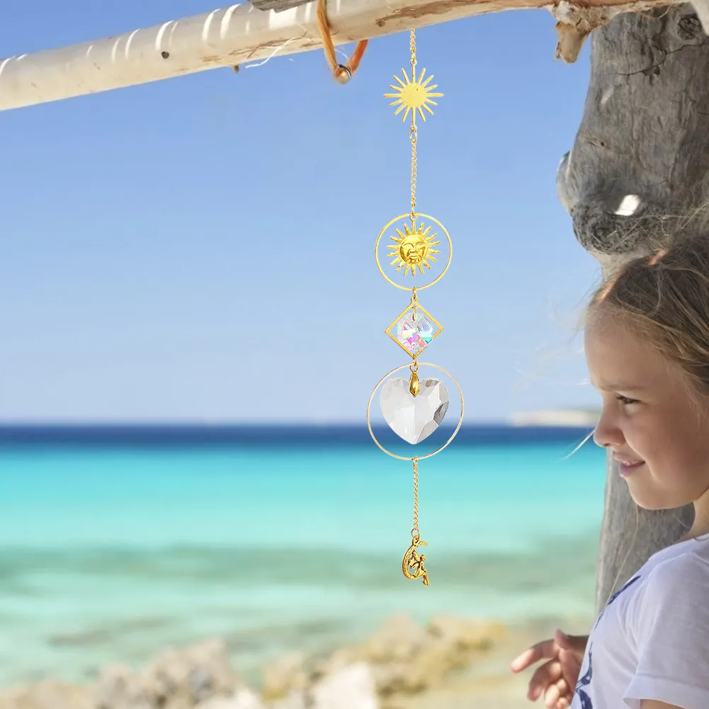 Hanging Moon Sun Heart Ball Light Catcher Crystal Outdoor Wind Chime (67)