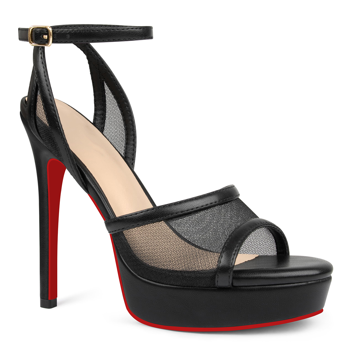 130mm Open Toe Platform Sandals Ankle Strap High Heel Red Bottom Summer Shoes Wedding Shoes Matte-MERUMOTE