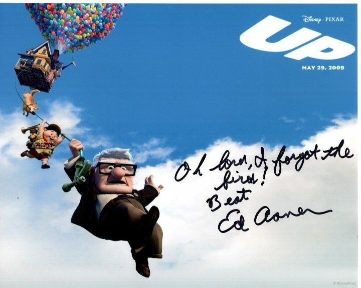 ED ASNER signed 8x10 DISNEY UP CARL FREDRICKSEN Photo Poster painting GREAT CONTENT!