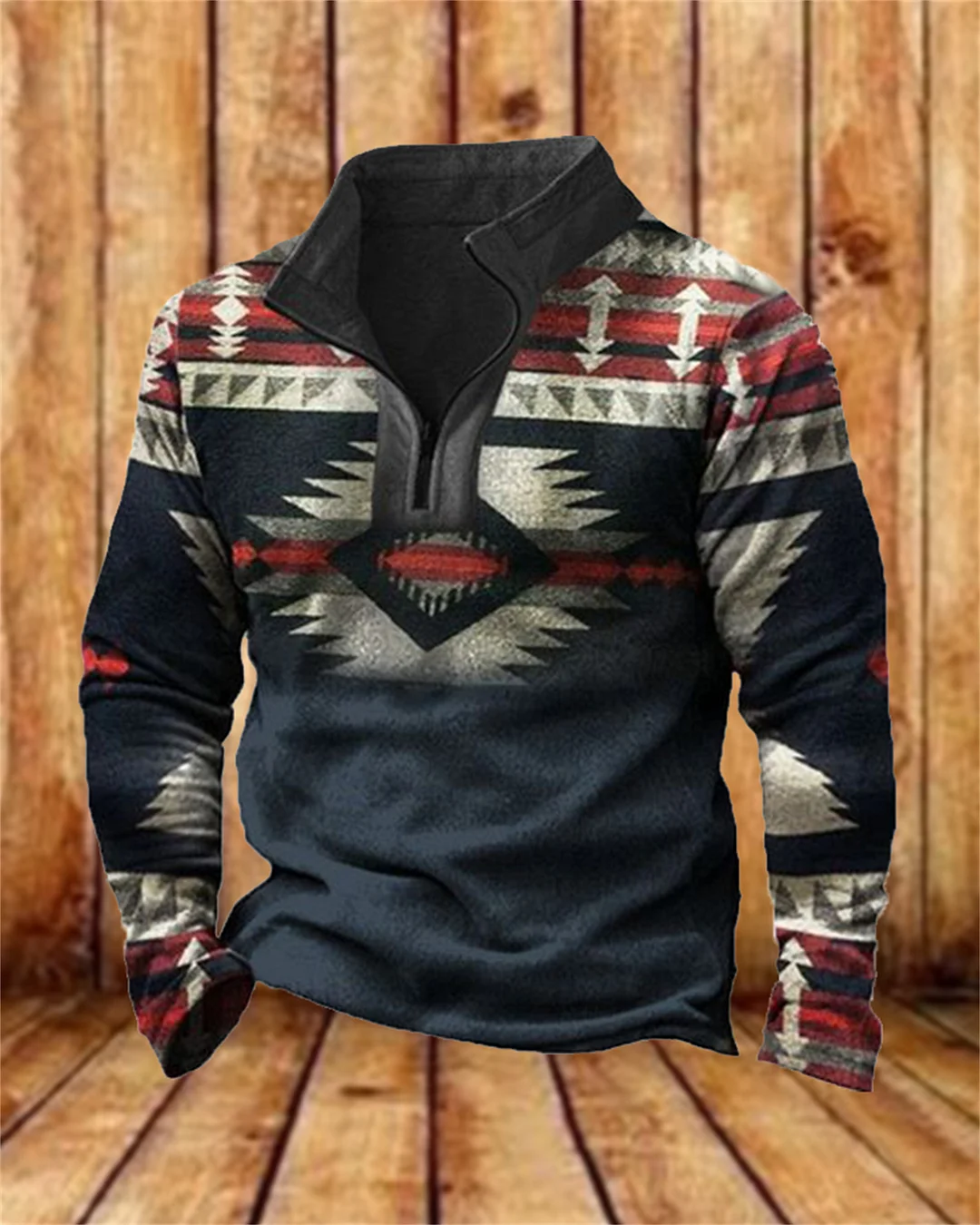 Suitmens Men's Fleece Racial Stripes Zipper Hooded 00397