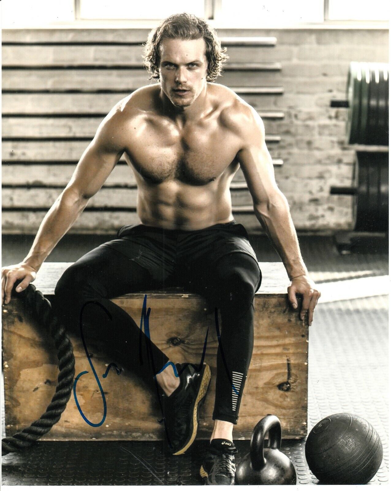 SAM HEUGHAN SIGNED TOPLESS Photo Poster painting UACC REG 242 AUTOGRAPHS (2)