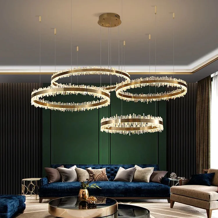 Modern Designer Rock Crystal Rings Luxury LED Chandelier Lights