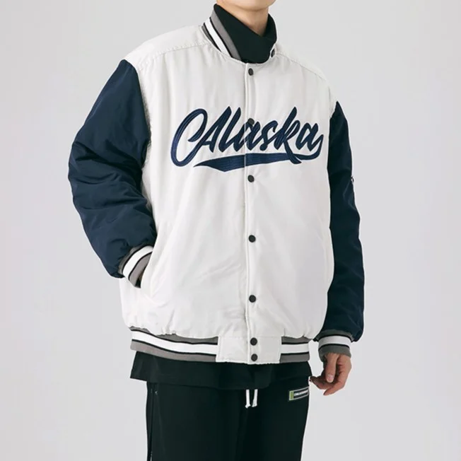 Embroidery Letters Patchwork Men's Baseball Varsity Jackets at Hiphopee