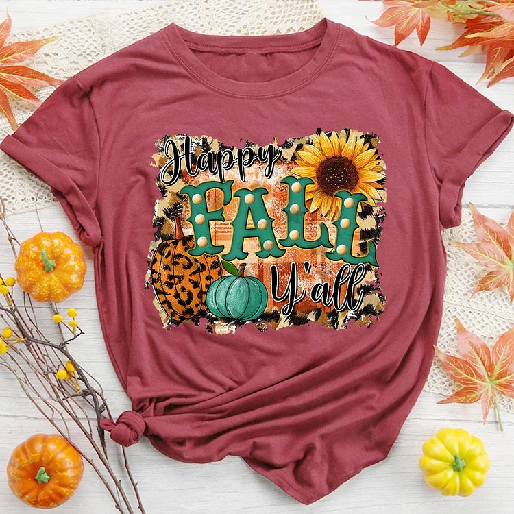 Happy Fall Y'all  Happy Thanksgiving T-Shirt-08545