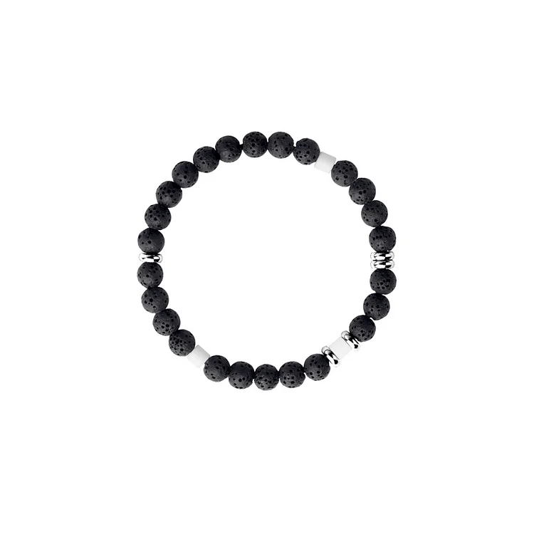 Original Volcano Stone Black Beaded Bracelet, Trendy, Cool, Simple, and High end, Male and Female Couple Hip Hop Layered