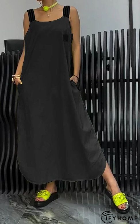 Sleeveless Cotton Casual Pockets Weaving Dress | IFYHOME