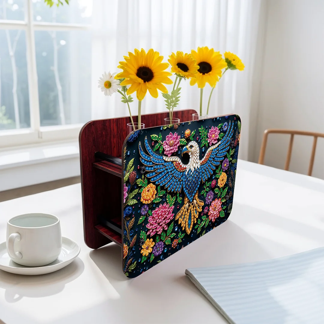 Eagle DIY Flower Vase Wooden Double Sided Desktop Diamond Art Kit for Home Decor