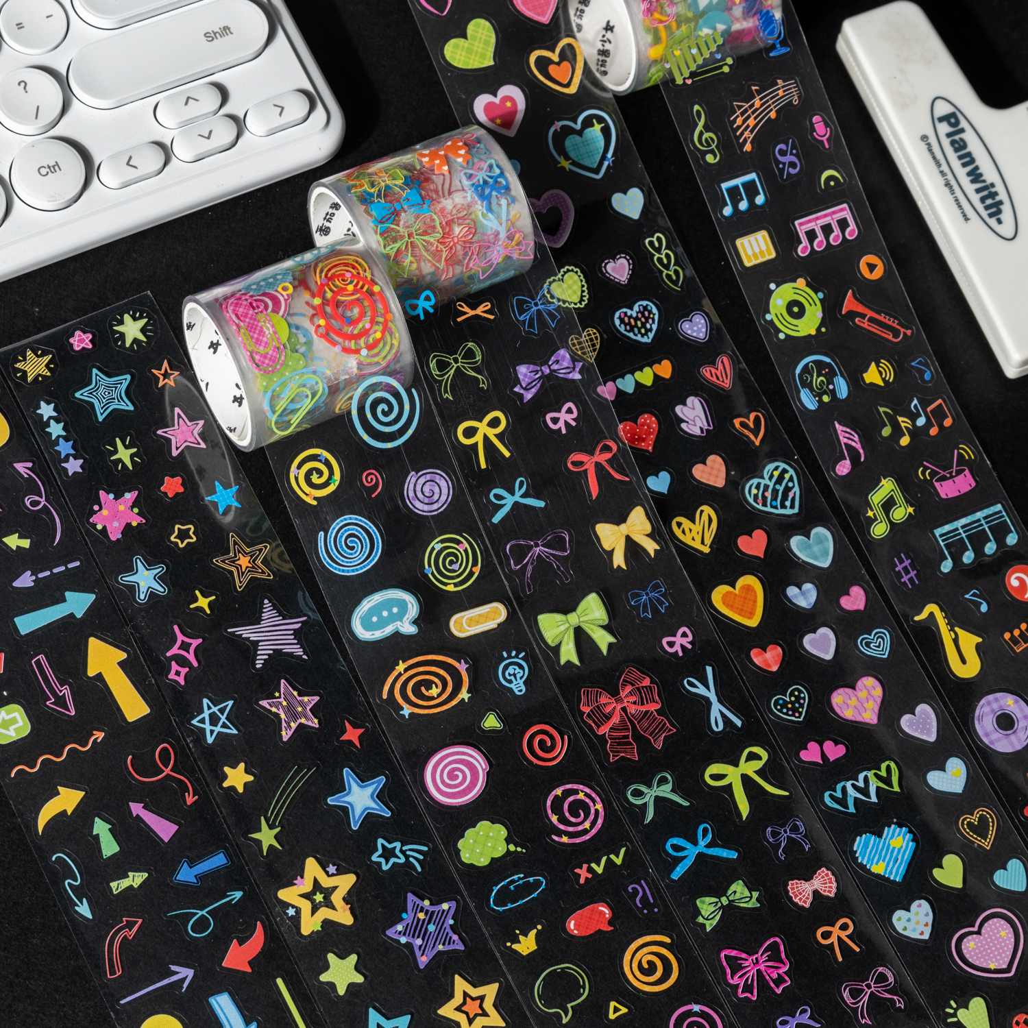 PET 테이프 - 컬러풀 다이어리 시리즈 빈티지 도파민 스타 러브 보타이