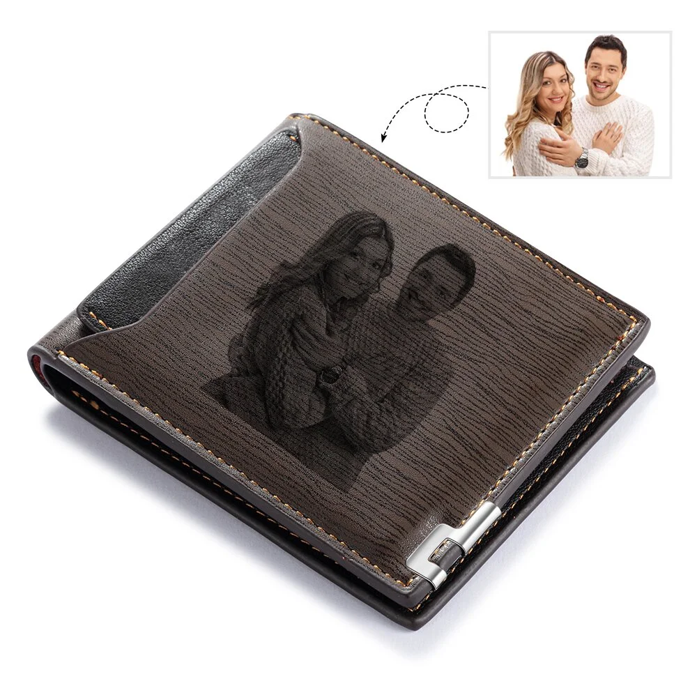 Benutzerdefinierte Foto & Text Brieftasche Kurz BifoldGeldbörse, Geschenk für Männer m1-t1 Kettenmachen