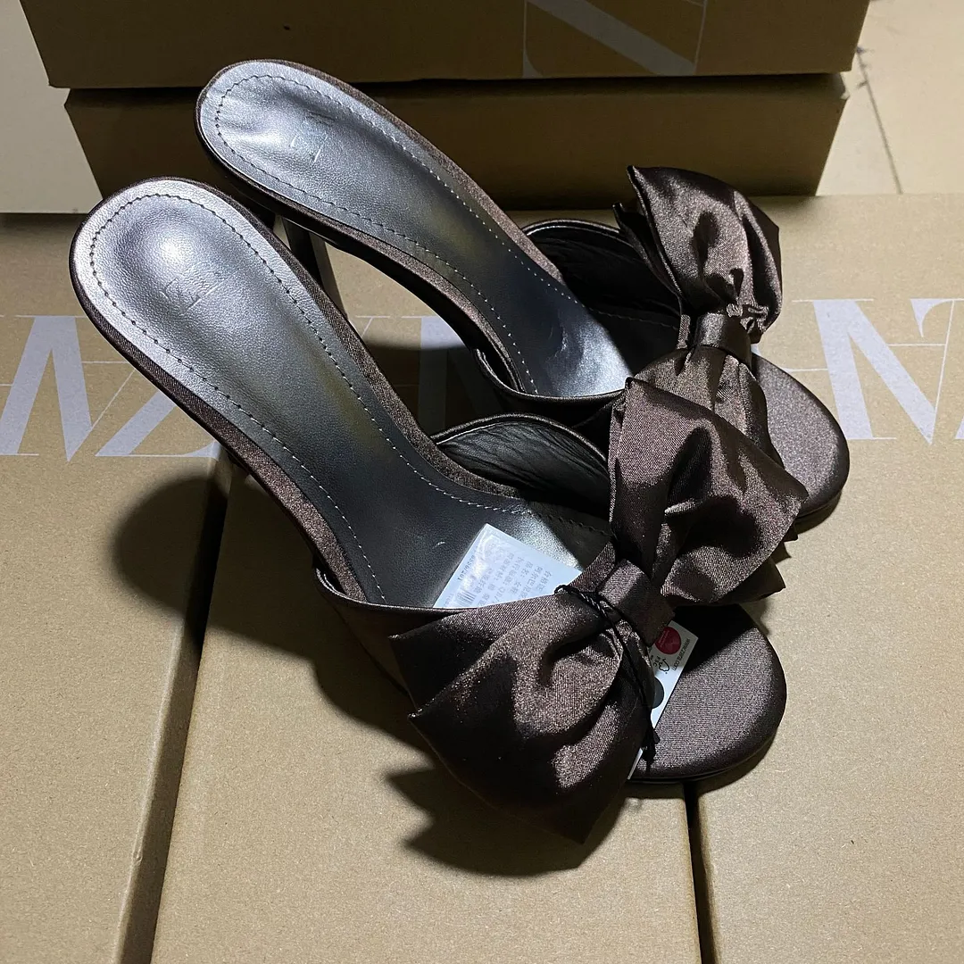 Breakj Breakj Spanish Summer New Women's Shoes Big Bows Decorated With Filts Rose Fine High Heel Sandals