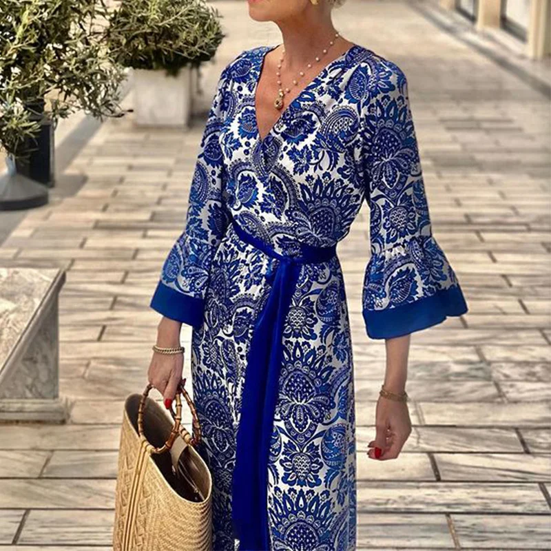 Woherb Woherb Women's Wear Women's Fashion Bohemian Dress Print Medium Long Dress-Outfit Ideas